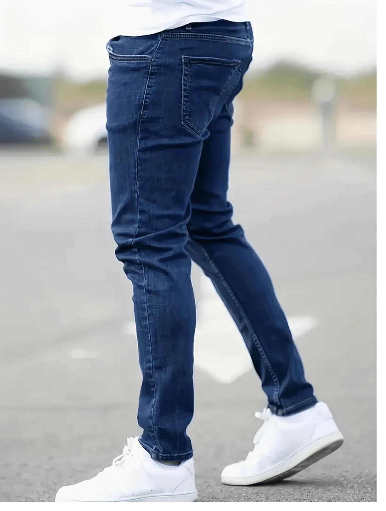 Men's Skinny Jeans, Comfortable, Blue With Elastane, Great Fit, Dark Blue - 藍色 - 查看 1