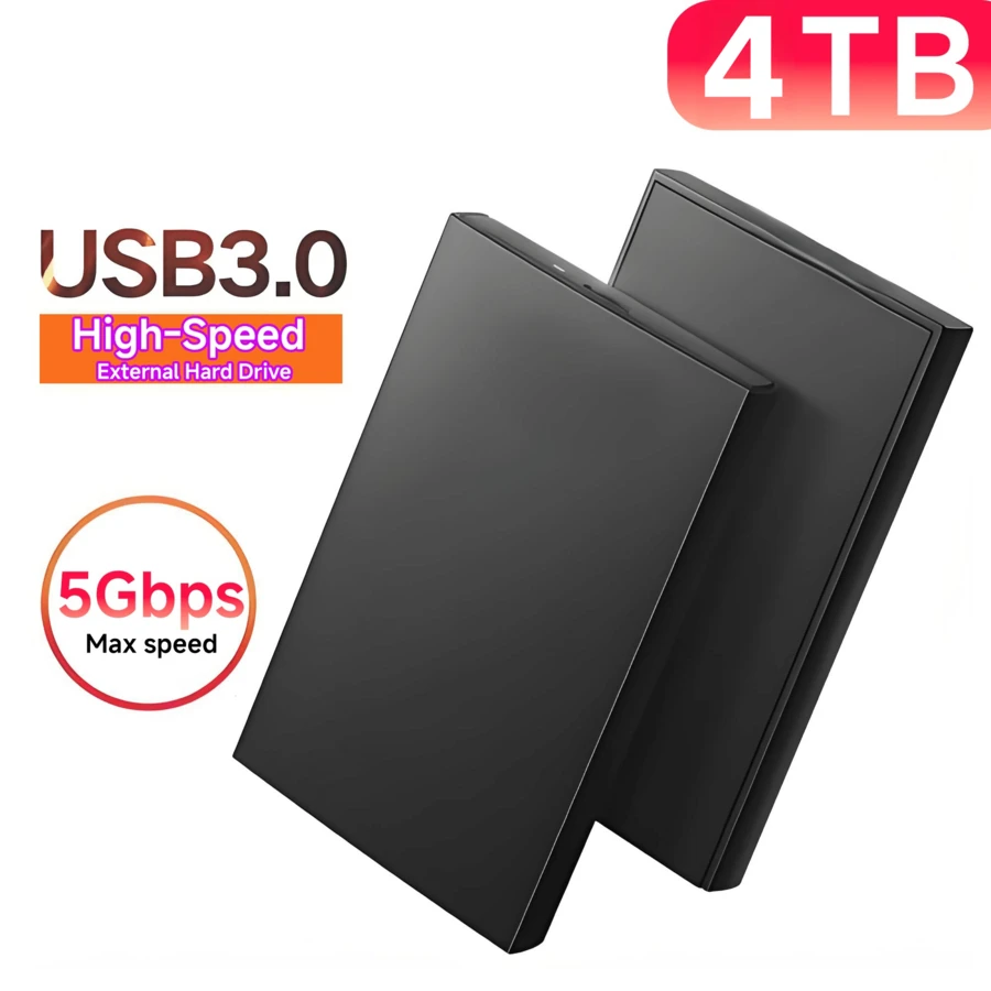 4TB Portable Hard Drive, 4TB High-Capacity USB 3.0 HDD, Suitable For All Kinds Of Laptop Office, Students, Professionals With /File/Video/Music Storage Expansion Backup - 4TB - Xem 1