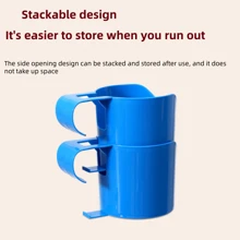 2pcs Pool Side Cup Holders, Fit For Ground Pools, Compatible With 2 Inch Or Thinner Round Top Poles, Sturdy And Durable, Easy To Use Clip-On Spill-Proof Cup Holders, Pool Side Snack And Beverage Organizer
