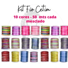 Kit 10 Colors Satin Thread 100mts 1mm Wholesale - Silk Thread Rat Tail, For Braids Crafts - Multicolor - Ver 3