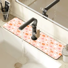 1pc Cute Ghost Pattern Printed Faucet Cover, Halloween Gift, Halloween Decor, Durable Polyester, Quick Dry, Easy Clean, Suitable For Kitchen And Bathroom, Easy Installation, Daily Decor, Gift, Bathroom Mat, Durable Faucet Cover, Faucet Accessory - Multicolor - View 3