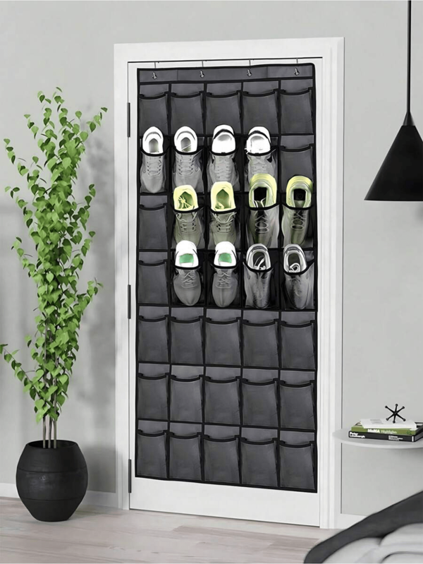 1pc Over The Door Shoe Organizer Hanging Closet Holder Hanger Storage Bag Rack With 14/24/35 Large Mesh Pockets,Hanging Shoe Organizer Shoe Rack For Closet Entryway Bedroom Bathroom Pantry Shoe Holder For Men Sneakers, Women High Heeled Shoes, Flip Flops,Sturdy Oxford Fabric,Large Capacity Shoe Rack, Space Saving Closet Storage, Mesh Back, Gift Idea.