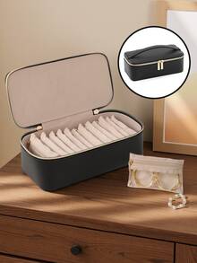 Portable PU Handle Jewellery Organizer, Jewellery Storage Bag, Travel Small Jewelry Case, Jewelry Box, PU Leather 4 Zipper Bags For Women Girl, Valentine's Day Gift, Marriage, Birthday Gift, Earrings Necklace Rings Storage Gift Box Black Back To School - Multicolor - View 24