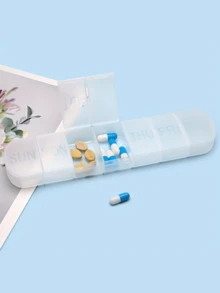 1pc Large Compact 7 Day Weekly Pill Organizer, Portable Travel Friendly Quick Fill Medicine Case Box With Large Compartment For Vitamins, Fish Oil, White, Black - Multicolor - View 3