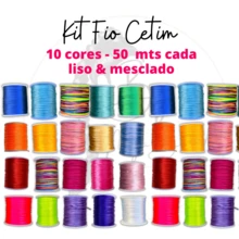 Kit 10 Colors Satin Thread 100mts 1mm Wholesale - Silk Thread Rat Tail, For Braids Crafts - Black and White - View 2