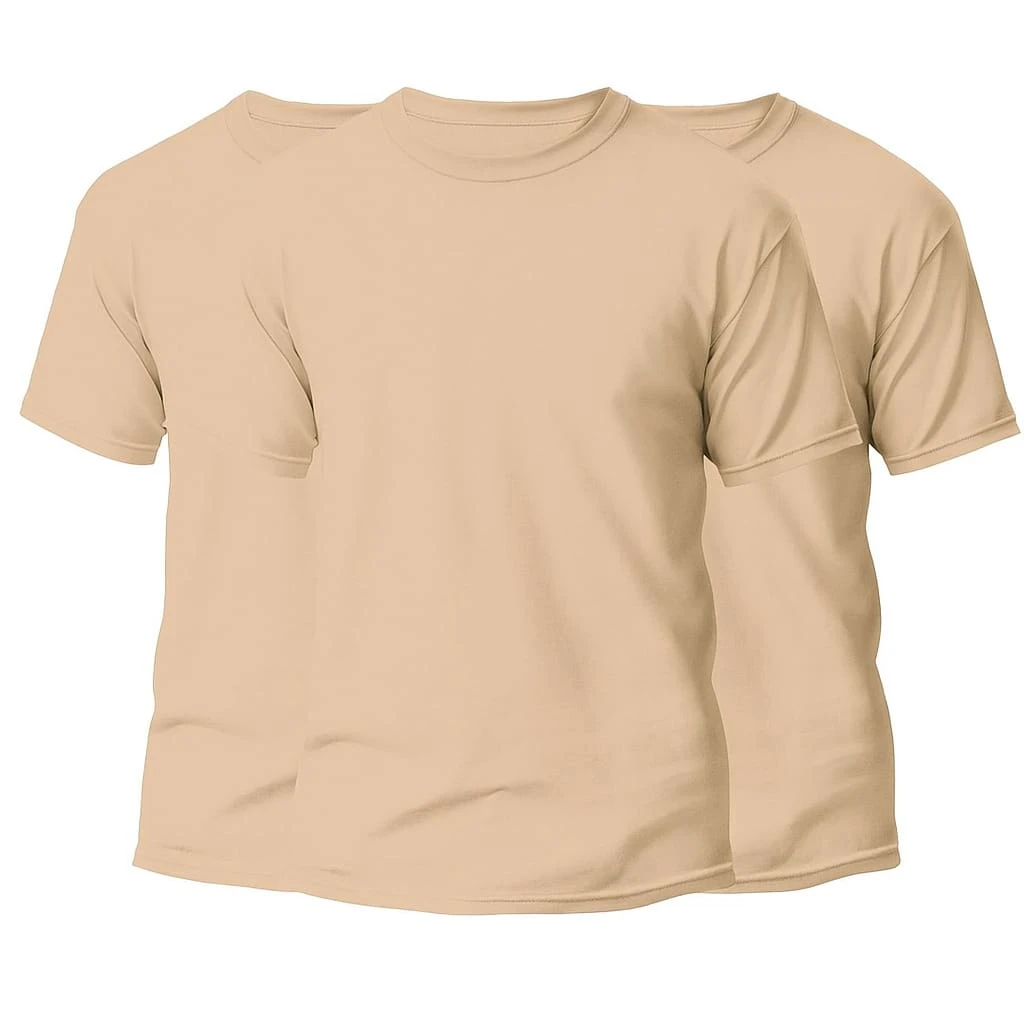 KIT 3 Basic Plain Men's T-Shirts 100% Cotton 30.1 - 米色+米色+米色 - 查看 1