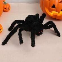 1 Stück schwarze behaarte Halloween Spinne mit roten Augen, gruselige Plüsch Tarantel Requisite, realistischer unheimlicher Insekten Dekor für Spukhaus, Kamin, Eingangsbereich, Tisch, Rasen, Wand, Party, Innen- und Außenbereich, Trick or Treat Aufstellung
