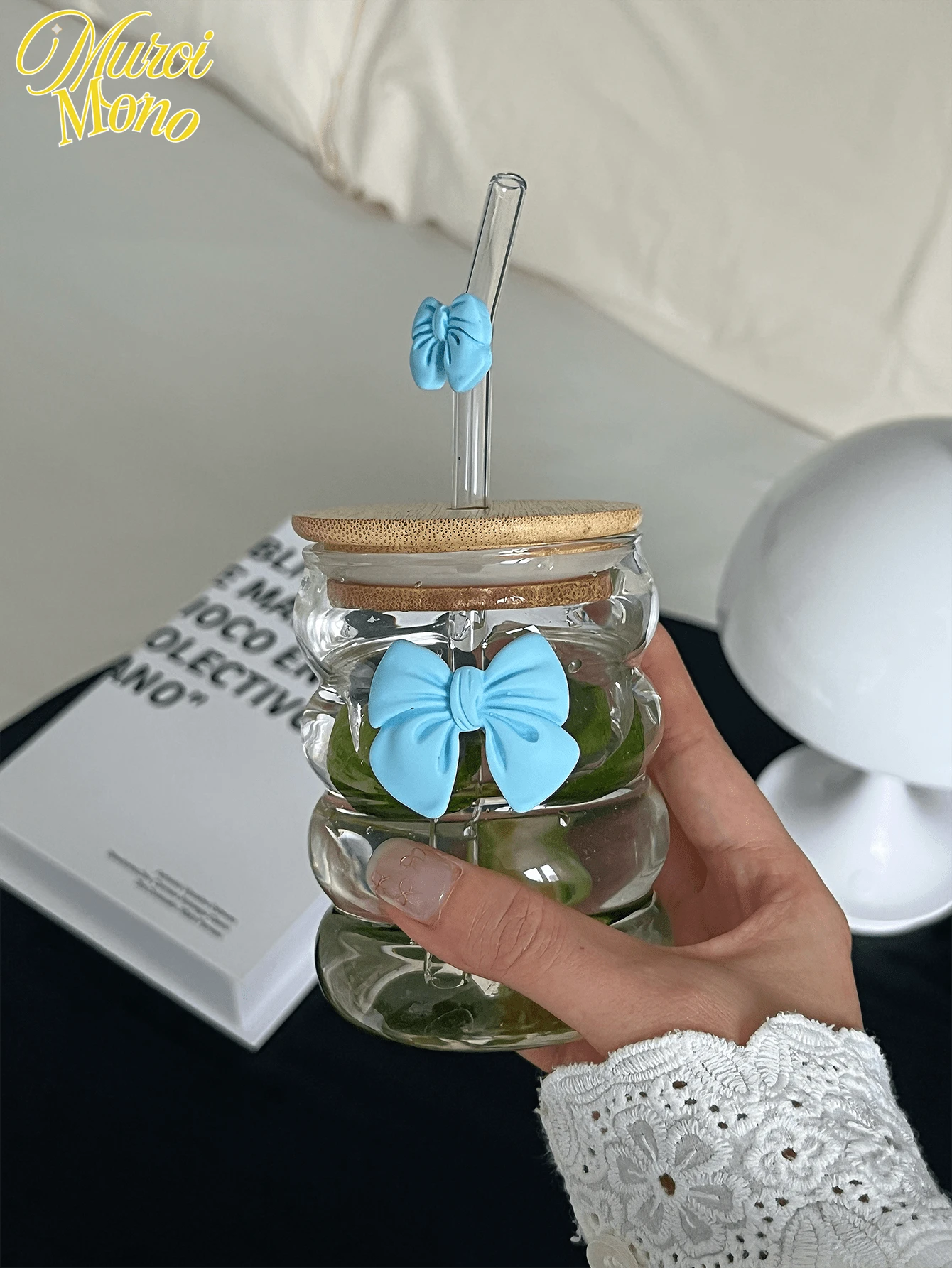 500ml(16.91oz)蝴蝶公主系列玻璃吸管杯 - 节日和生日的理想礼物,适合咖啡或珍珠奶茶返校 - 彩色 - 查看 1