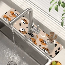 1pc Home Decor, Skull, Ghost, Pumpkin Pattern Printed Faucet Mat, Halloween Gift, Halloween, Halloween Decor, Durable Polyester, Quick Dry, Easy To Clean, Suitable For Kitchen And Bathroom, Easy To Install, Daily Decor, Gift, Bathroom Mat, Durable Faucet Mat, Faucet Accessory - Multicolor - View 9