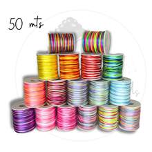 Kit 10 Colors Satin Thread 100mts 1mm Wholesale - Silk Thread Rat Tail, For Braids Crafts - Black and White - View 8