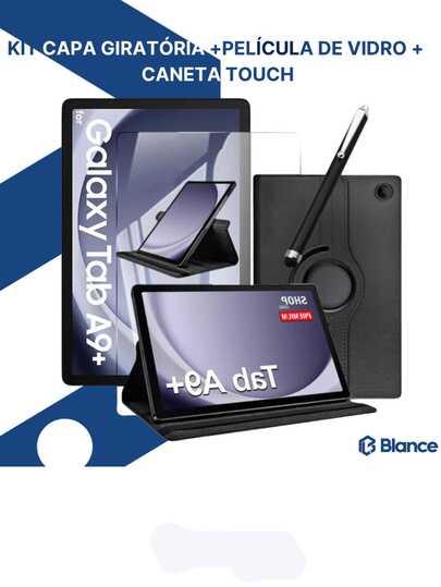 Kit Capa Giratória +película +caneta Para Galaxy Tab A9 Plus