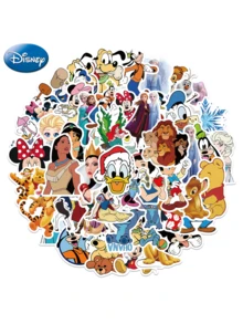 Disney 50张官方授权动画卡通贴纸套装，圣诞节生日礼物，防水乙烯基材质，适用于笔记本电脑、滑板、行李箱等，图案包括史迪奇、米奇、小熊维尼、白雪公主、花木兰、狮子王等。 - 查看 2