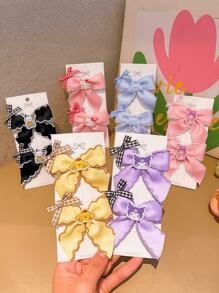Sanrio Sanrio, 2 Pieces Of Hello Kitty, Kuromi, My Melody Hair Clips. With Lace Bows And Cute Cartoon Characters, They Are Beautiful And Lovely. Packed With Cardboard, They Are The Best Gifts For . Claw Clips Hair Claws Hair Barrettes, School Stuff
