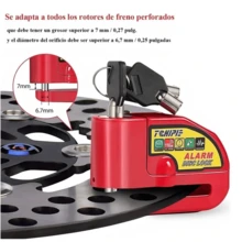 Lincky Alarma Motocicle Bloqueo Impermeable Freno Disco Candado - Rojo - Ver 3