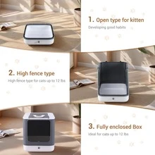 Large Cat Litter Box Self Cleaning Pan Drawer Anti-Splashing Cat Potty Tray,Foldable Cat Litter Box, Fully Enclosed Litter Box With Lid, Covered Kitty Kitten Litter Boxes Enclosure With Scoop, Odor Control, Easy To Clean, 3 Modes For Cat Up To 12 Lbs - Grey - View 7