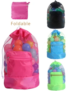 Adjustable Nylon Beach Toy Bag With Drawstring Closure - Lightweight Mesh Storage For Toys, Clothes & More - Perfect For Teenagers' Beach Outings, Available In 5 Color Options, Beach Toys For Teenagers(No Pockets)