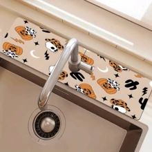 1pc Home Decor, Skull, Ghost, Pumpkin Pattern Printed Faucet Mat, Halloween Gift, Halloween, Halloween Decor, Durable Polyester, Quick Dry, Easy To Clean, Suitable For Kitchen And Bathroom, Easy To Install, Daily Decor, Gift, Bathroom Mat, Durable Faucet Mat, Faucet Accessory - Multicolor - View 21