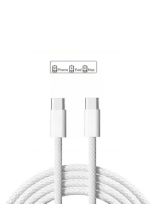 Cable de carga USB-C de 60W de Apple (1 metro), cable de carga y sincronización de datos rápido y conveniente para teléfonos y tabletas, cable de carga y datos original genuino - Blanco - Ver 2
