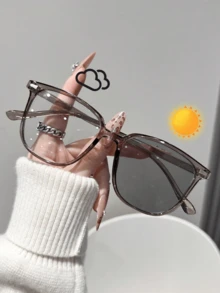 1 件几何现代简约风格休闲流行设计女士时尚变色眼镜高尔夫户外休闲活动购物驾驶露营时尚配件方形墨镜