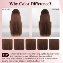 200% 密度棕色直发鲍勃假发 13x4 蕾丝前假发 高清透明蕾丝前假发 人发混合直发假发 预拔婴儿头发 女士无胶假发 巴西前假发 齐肩鲍勃造型，自然造型，短发假发 适合日常佩戴