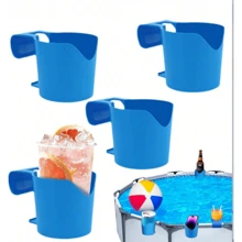 2pcs Pool Side Cup Holders, Fit For Ground Pools, Compatible With 2 Inch Or Thinner Round Top Poles, Sturdy And Durable, Easy To Use Clip-On Spill-Proof Cup Holders, Pool Side Snack And Beverage Organizer