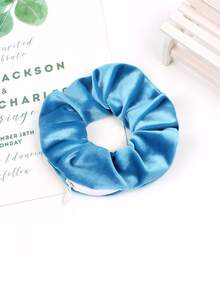 1pc Women's Solid Velvet Invisible Zipper Coin Purse Creative Fashion Hair Tie Suitable For Daily Use - Multicolor - View 8
