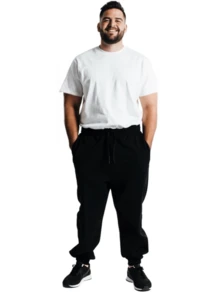 Plus Size G6 And G7 Men's Gym Drawstring Pants Kit - 黑色 - 查看 5