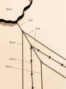 1 件装女士珍珠链流苏腿链，时尚个性化简约性感，适合派对、海滩、日常穿着、节日礼物 - 黑色 - 查看 4