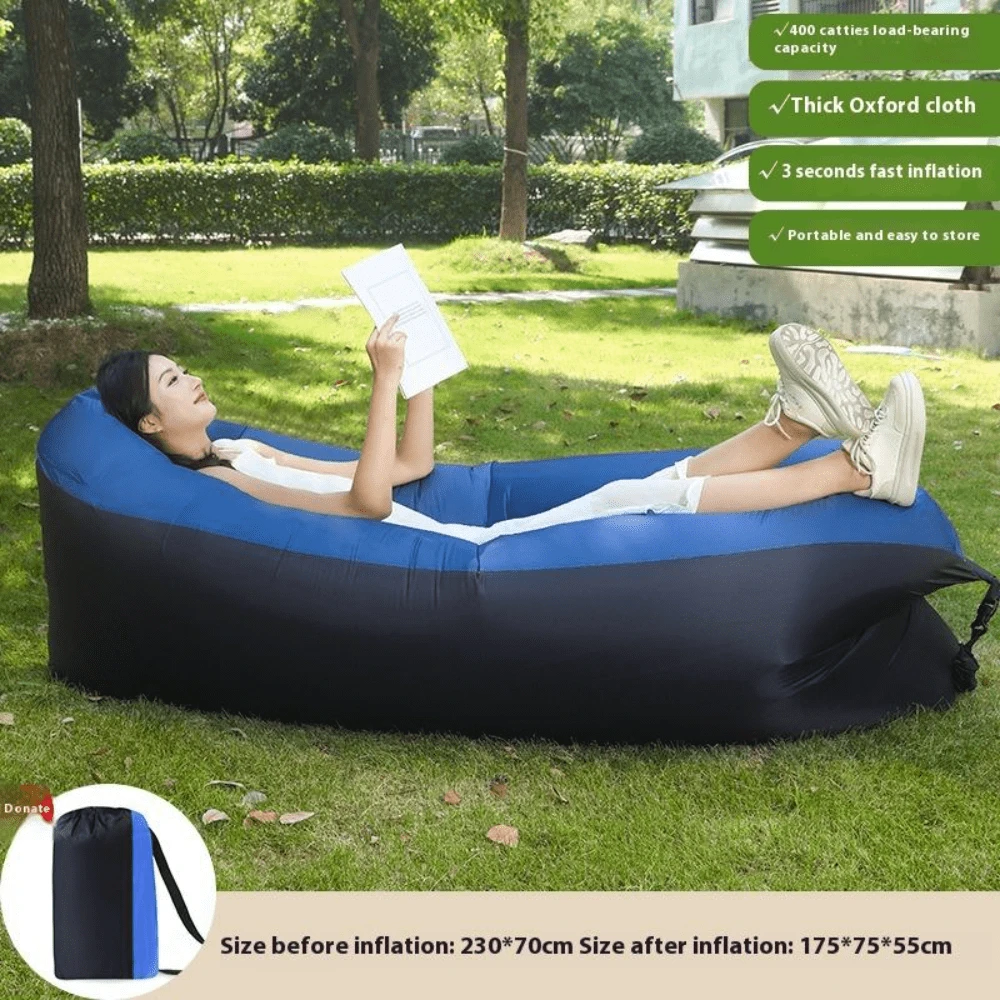 High-Performance Portable Air SofaRapid Inflate/Deflate Technology(30sSetup), Includes Travel Bag & RepairKit For Long-Term OutdoorAdventures - Royal blue and black - View 1