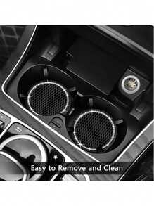 4/2/1pc Car Cup Coaster, Bling Cup Holder Insert Coasters,Universal Auto Non-Slip Cup Holder Embedded In Ornaments Silicone Coaster, Car Interior Accessories Mat,8cm/3.1 Inch Soft Crystal Rhinestone Rubber Pad Set Round Auto Drink Coaster Car Interior Accessories