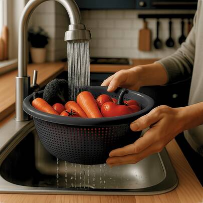 Cesto Escorredor Plástico Reutlizavel Para Alimentos Frutas Massas Comidas Material Premium livre de BPA Resistente