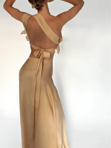 Women Asymmetrical 3D Flower Crop Cami Sparkly Glitter Sleeveless Bandage Tank Top Elegant Y2K Party Streetwear - 金色 - 查看 5