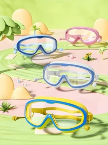 زوج نظارات سباحة كبيرة الحجم مضادة للضباب ومقاومة للماء عالية الوضوح، اكسسوارات حمام السباحة، ضروريات الشاطئ، اكسسوارات الشاطئ، لوح الركل للسباحة