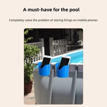2pcs Pool Side Cup Holders, Fit For Ground Pools, Compatible With 2 Inch Or Thinner Round Top Poles, Sturdy And Durable, Easy To Use Clip-On Spill-Proof Cup Holders, Pool Side Snack And Beverage Organizer