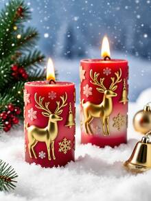 1pc Cheerful Christmas Reindeer (Snowy Stroll) Cylindrical Aromatherapy Candle Silicone Mold - Cute Reindeer Design For DIY Candles/Resin/Gypsum Crafts, Ideal For Christmas Decor & Handmade Holiday Gifts, Easy To Demold/Clean & Reusable - White - View 6