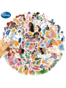 Disney 50张公主官方授权防水乙烯基贴纸，包括贝儿、茉莉、蒂安娜，卡通风格，适用于水瓶、笔记本电脑、保险杠、电脑、手机、头盔、汽车等，也可作为礼物或贴纸使用。 - 彩色 - 查看 10