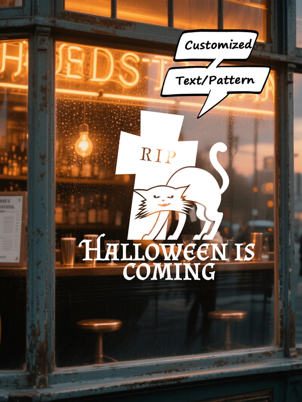 Customized Halloween Window Stickers - Removable Waterproof PVC Transparent Glass Stickers - Shop Window/Mall/Restaurant/School Decoration - Funny Festive Ambience