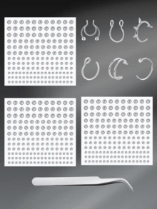 CIZME 165/1495pcs Rhinestone Sticker With A Tweezer For Lip Stud, Fake Nose Stud Eyebrow Stud, Non Piercing Nose Stud Stick On Silver Belly Button Sticker, Face Sticker Music Festival Cool Punk Y2K Makeup Patches For Women Men - Lip Studs - View 14