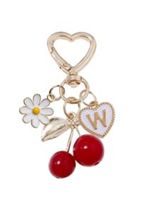 Y2K 时尚可爱樱桃金蝴蝶包包挂饰 - 樱桃钥匙时尚背包吊坠装饰，配白色雏菊，钥匙扣，合金吊坠，A-Z 字母，耳机线挂钩，汽车装饰，装饰挂件，樱桃钥匙扣，包包配件，带夹子，闪亮树脂和金属部件，适合女士钱包和包包，背包配件，返校礼物，教师节礼物 - 彩色 - 查看 12
