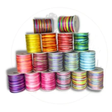 Kit 10 Colors Satin Thread 100mts 1mm Wholesale - Silk Thread Rat Tail, For Braids Crafts - Multicolor - Ver 4