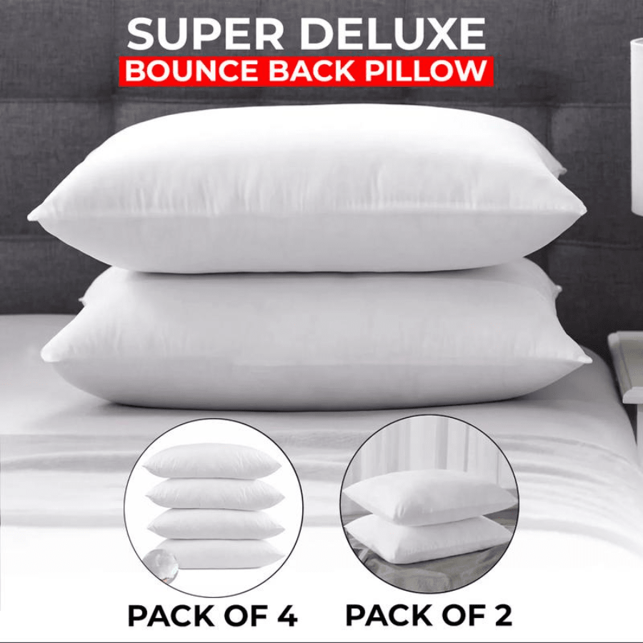Hotel Quality Ultra Deluxe Pillows Pack Of 2 | Pack Of 4 Pillows Large Soft Bounce Back