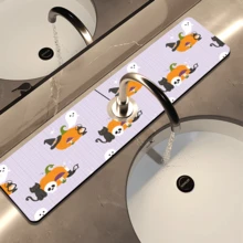 1pc Cute Ghost Pattern Printed Faucet Cover, Halloween Gift, Halloween Decor, Durable Polyester, Quick Dry, Easy Clean, Suitable For Kitchen And Bathroom, Easy Installation, Daily Decor, Gift, Bathroom Mat, Durable Faucet Cover, Faucet Accessory - Multicolor - View 7