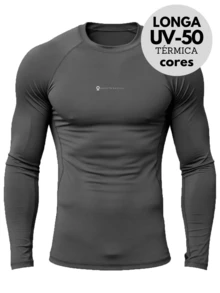 Kit 3 Thermal Shirt Second Skin Long Sleeve Blouse UV Protection Compression ORIGNS - Xám-Xanh lá-Be - Xem 3