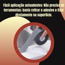 Fita Adesiva de Vedação Impermeável para Cozinha e Banheiro à Prova D'água para Rejunte e Acabamento - 3 Fitas Cinza - Visão 6