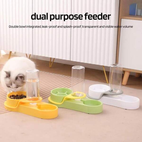 Katzen Futter- und Wasserschüssel Set mit Wasserspender und Edelstahlschüssel für Katzen und kleine Hunde