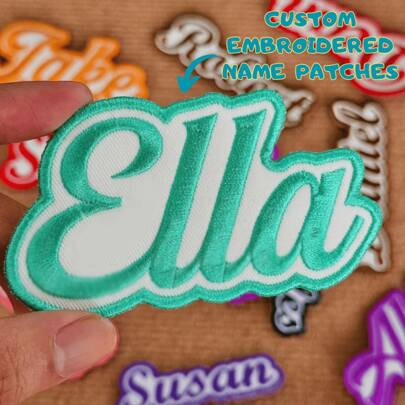 Custom 1/3/5pcs Embroidered Name Patches - Personalized Iron On/Sew On 3-6inch Patch For Jackets, Hats, Mom Gifts Custom Embroidered Name Patches - Personalized Iron On/Sew On Patch For Jackets, Hats, Mom Gifts, Durable, Unisex, Casual, Custom, Personalized, Unique, Customized, Bag Charms, Bag Charms, School Supplies, For Teenagers, Junior High School Students, Middle School Students, High School Senior High School Students, College Students, University Students, Freshman, Sophomore, Underclassmen,Practical Gift