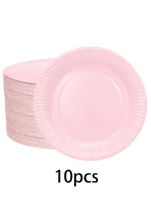 10 件/20 件/50 件浅粉色一次性纸盘 6 英寸粉色纸质蛋糕盘 7 英寸甜点盘适用于小吃、沙拉、家庭晚餐和 DIY 工艺品，适用于办公室、露营、室内使用、生日、新娘送礼会、性别揭晓、婚礼 - 粉色 - 查看 11