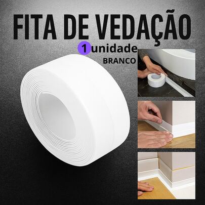 Fita Adesiva de Vedação Impermeável para Cozinha e Banheiro à Prova D'água para Rejunte e Acabamento