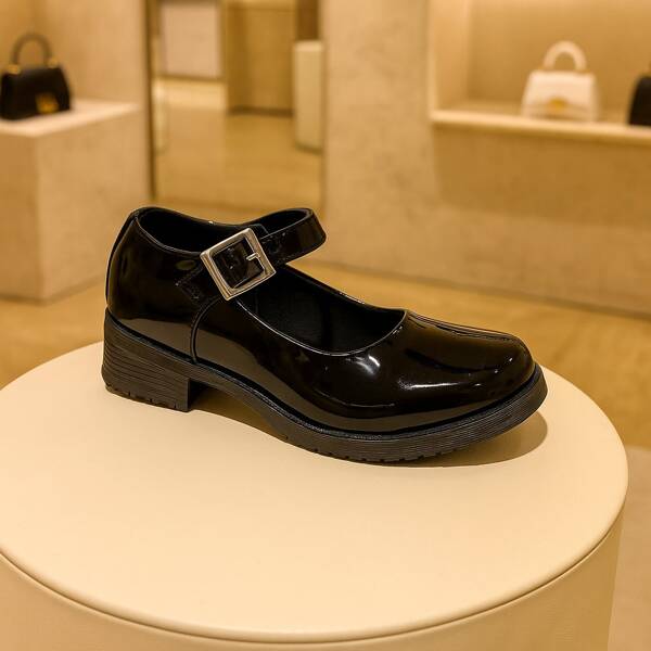 Sapato MaryJane Scarpin Feminino Plataforma de Salto Baixo com Fivela Ajustavel