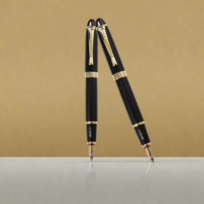 A High-Quality Classic Black Fountain Pen - Smooth Ink -0.05mm/ Ideal Choice For Professionals/Retro Style Black Ink Pen - Stainless Steel Nib, Suitable For Calligraphy, Student Practice, Business Signature Daily Use/Christmas Gift Pen/Replaceable Ink Cartridge,For School Supplies,Back To School
